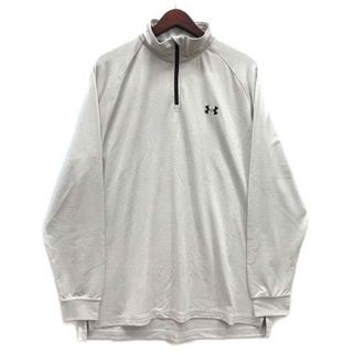 アンダーアーマー(UNDER ARMOUR)のアンダーアーマー ハーフジップ ボーダー モックネック シャツ 長袖 グレー L(ウエア)