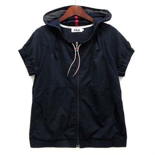 フィラ(FILA)のフィラ FILA メッシュ 切替 ジップアップ パーカー 半袖 ネイビー 紺 M(パーカー)