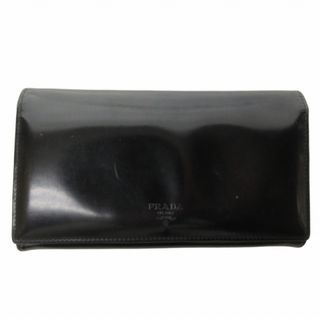 プラダ(PRADA)のプラダ M608 長財布 二つ折り財布 ウォレット エナメル レザー 黒(財布)