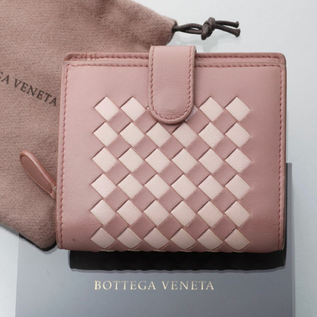 Bottega Veneta(ボッテガヴェネタ)のK3668 ボッテガ イントレ 本革 バイカラー 二つ折 財布 箱付 イタリア製 レディースのファッション小物(財布)の商品写真