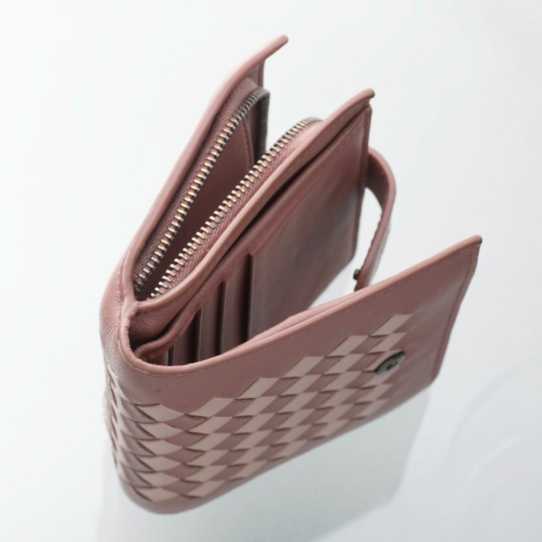Bottega Veneta(ボッテガヴェネタ)のK3668 ボッテガ イントレ 本革 バイカラー 二つ折 財布 箱付 イタリア製 レディースのファッション小物(財布)の商品写真