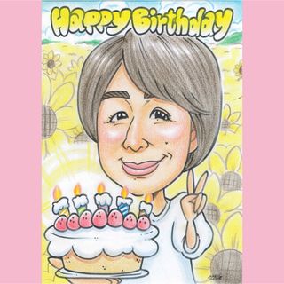 似顔絵オーダー　プレゼント　ギフト　贈り物　誕生日(アート/写真)