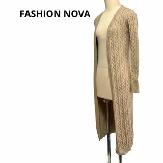 FASHION NOVA カーディガン　セーター　ロング　アウター　ベージュ(カーディガン)