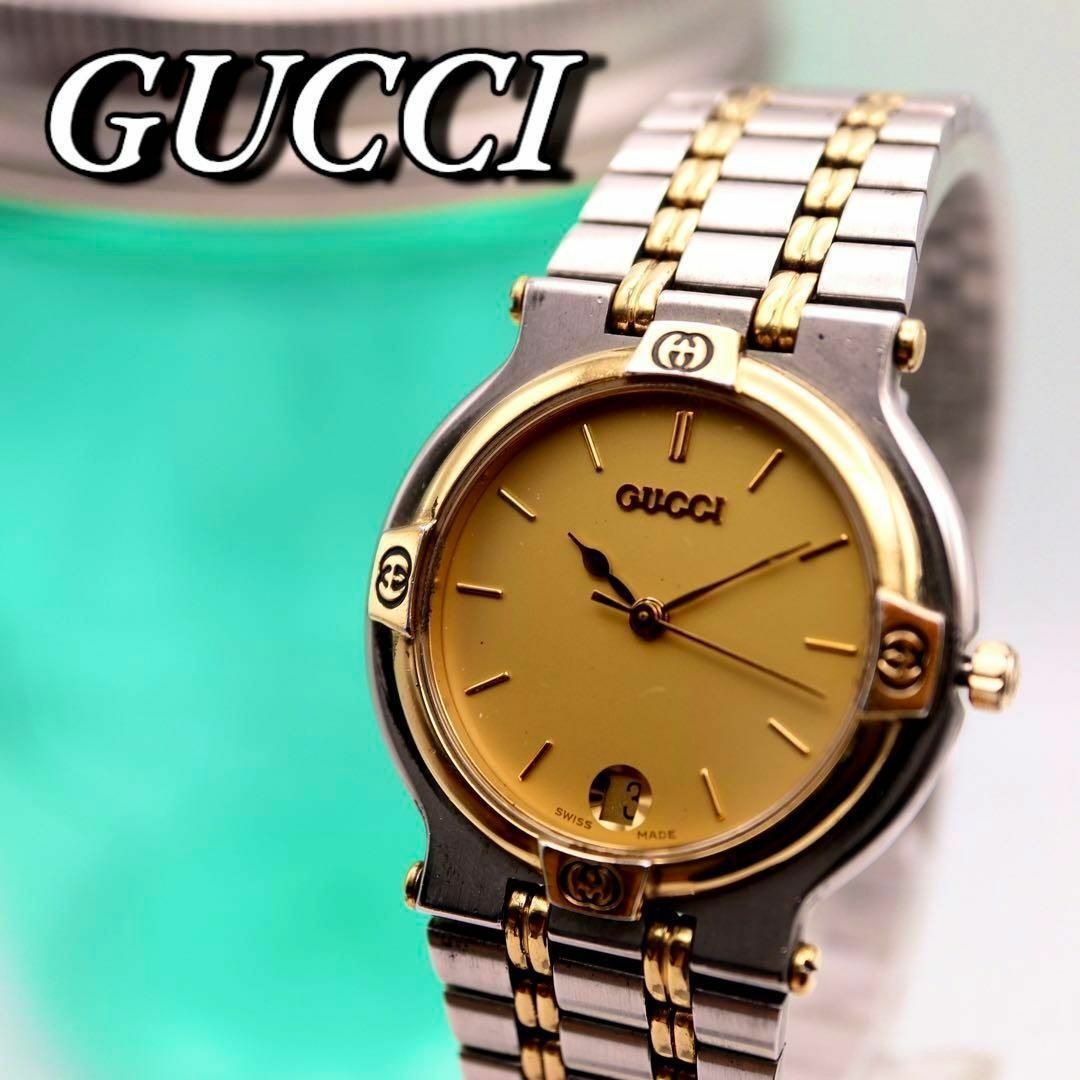 Gucci(グッチ)のGUCCI クォーツ デイト メンズ シルバー ゴールド 腕時計 445 メンズの時計(腕時計(アナログ))の商品写真