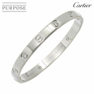 カルティエ(Cartier)のカルティエ Cartier ラブ ブレス ハーフ ダイヤ 4P #16 K18 WG 750 ブレスレット【証明書付き】 VLP 90220312(ブレスレット/バングル)