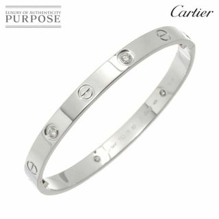 カルティエ(Cartier)のカルティエ Cartier ラブ ブレス ハーフ ダイヤ 4P #17 K18 WG ホワイトゴールド 750 ブレスレット バングル VLP 90225347(ブレスレット/バングル)