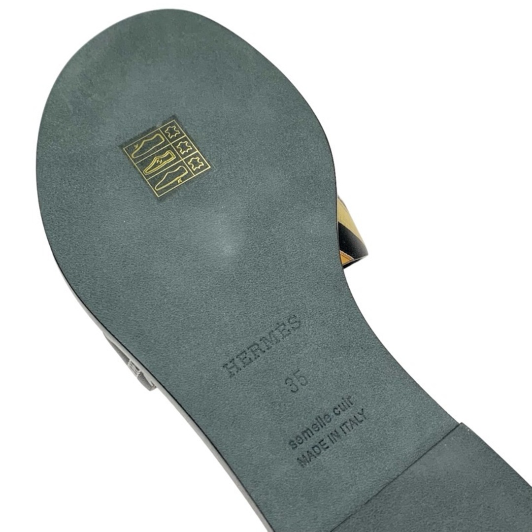 Hermes(エルメス)のエルメス HERMES サントリーニ サンダル 靴 シューズ レザー ブラック マルチカラー 未使用 フラットサンダル レディースの靴/シューズ(サンダル)の商品写真