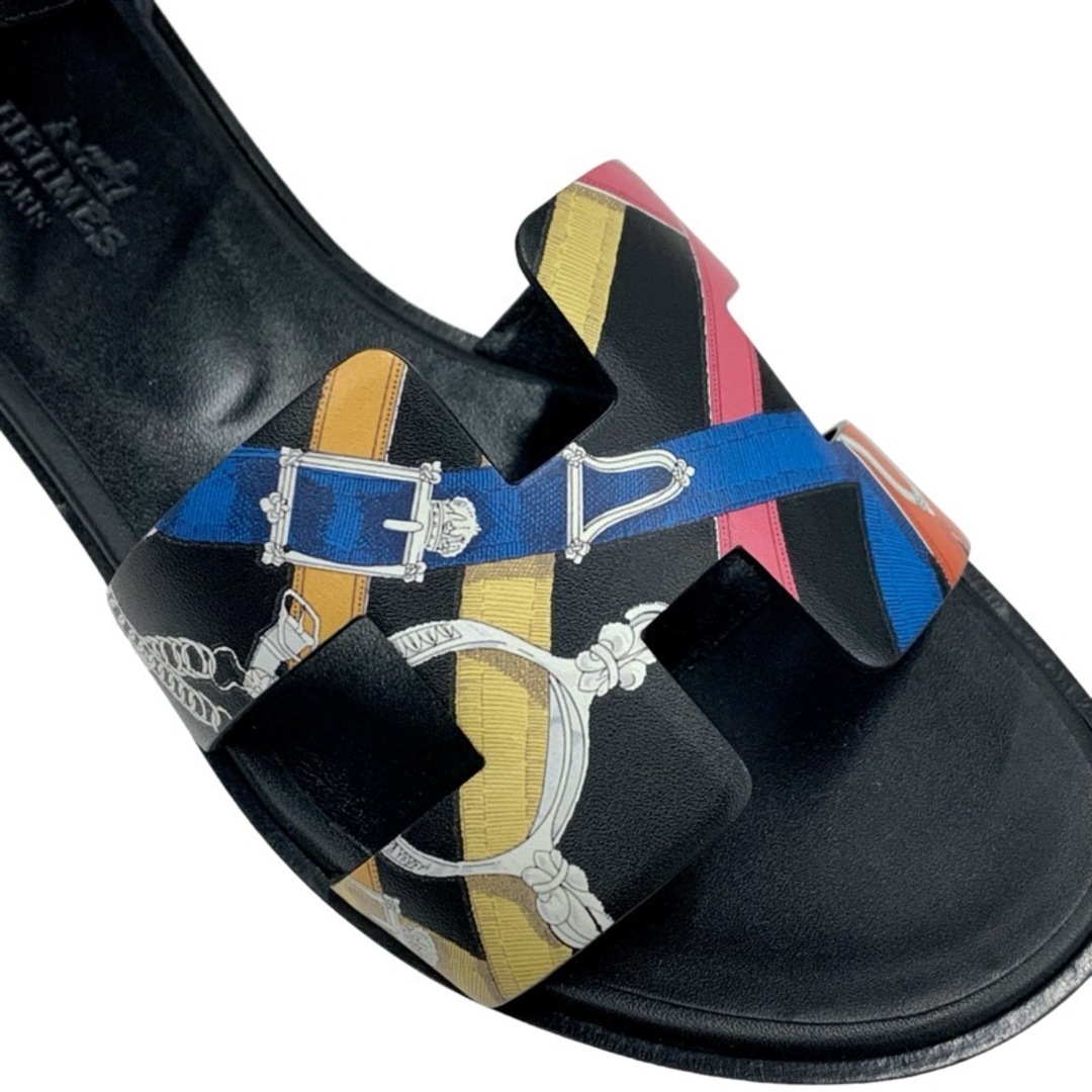 Hermes(エルメス)のエルメス HERMES サントリーニ サンダル 靴 シューズ レザー ブラック マルチカラー 未使用 フラットサンダル レディースの靴/シューズ(サンダル)の商品写真