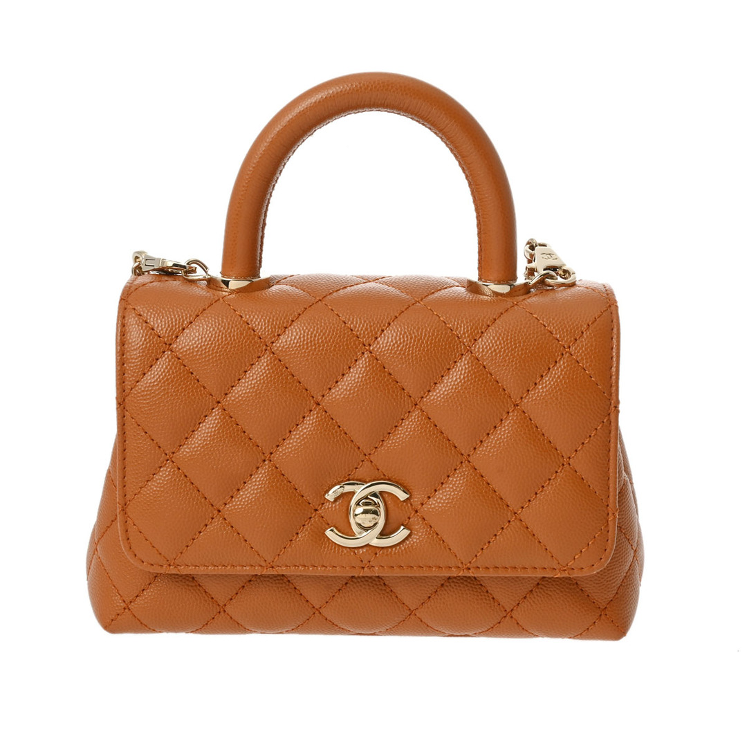 CHANEL(シャネル)の中古 シャネル CHANEL AS2215 ランダム品番 レディース ハンドバッグ マトラッセ ブラウン /ゴールド金具 グレインドカーフスキン レディースのバッグ(ハンドバッグ)の商品写真