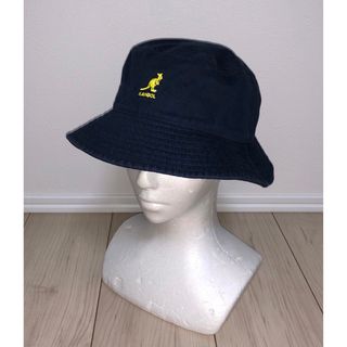 カンゴール(KANGOL)のM 美品 KANGOL バケットハット ベルハット カンゴール 紺 黄 ネイビー(ハット)