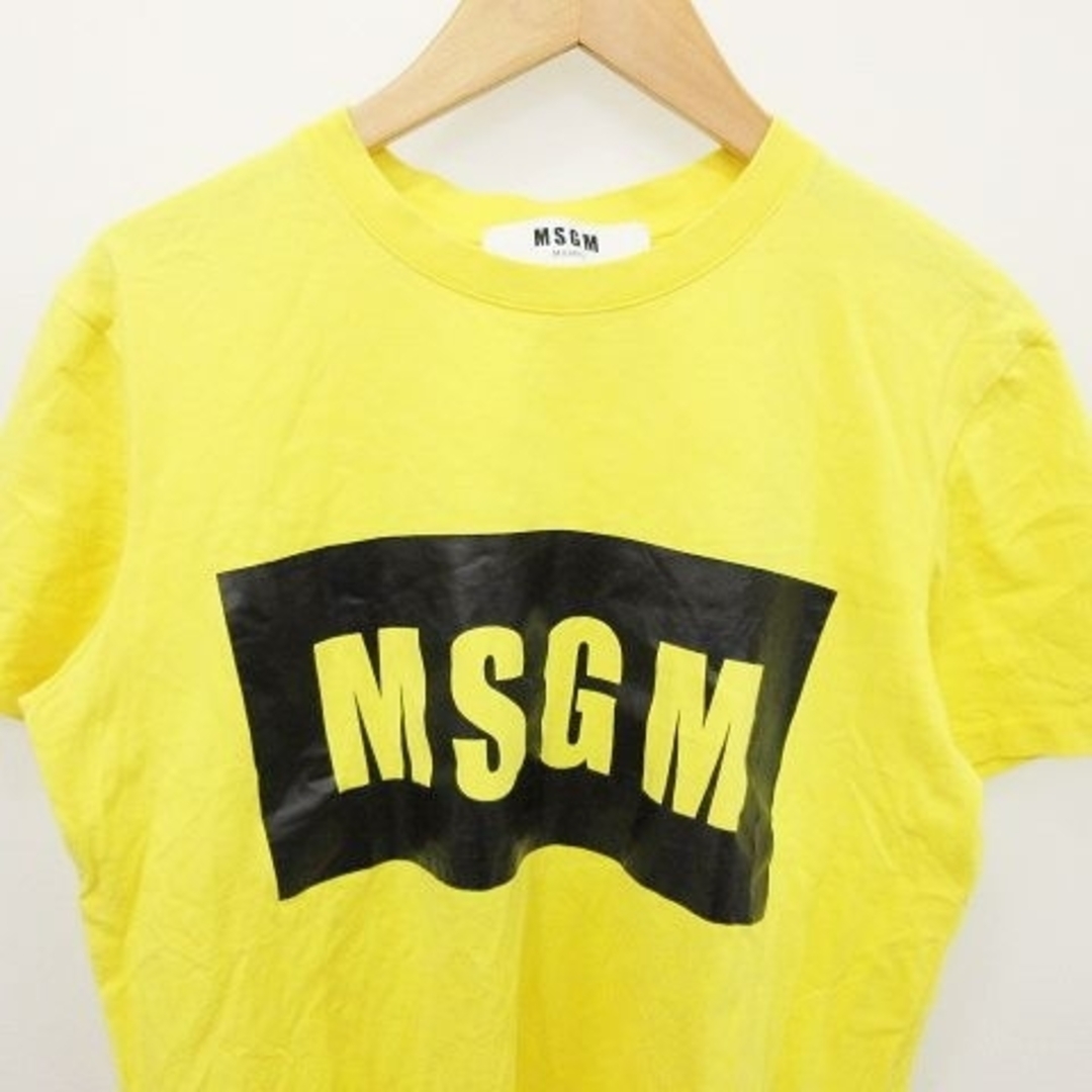 MSGM(エムエスジイエム)のエムエスジーエム Tシャツ カットソー  半袖 ロゴ プリント 薄手 S 黄色 レディースのトップス(Tシャツ(半袖/袖なし))の商品写真