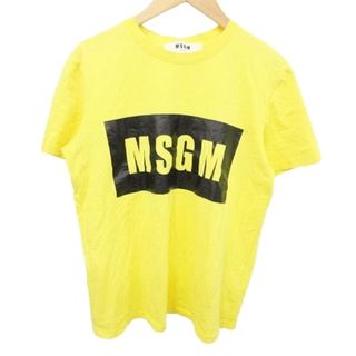 エムエスジイエム(MSGM)のエムエスジーエム Tシャツ カットソー  半袖 ロゴ プリント 薄手 S 黄色(Tシャツ(半袖/袖なし))