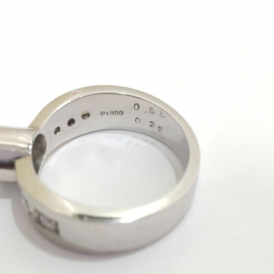 Pt900 11.2g 　一粒ダイヤ0.55ct　メレ0.28ct　ZJ144 レディースのアクセサリー(リング(指輪))の商品写真