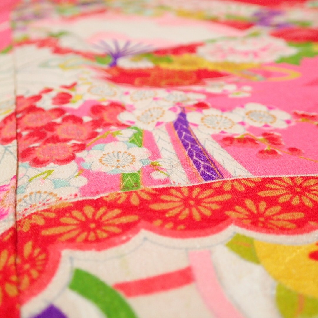 ☆sold out☆ 7歳 レトロ正絹ピンク扇花薬玉 七五三 お着物フル ☆sold out☆ 7歳 レトロ正絹ピンク扇花薬玉 七五三 お着物フル