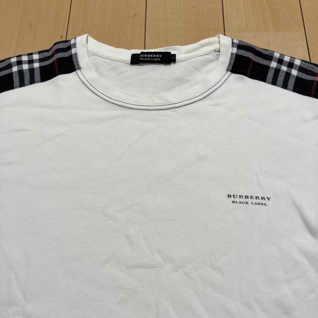 BURBERRY BLACK LABEL(バーバリーブラックレーベル)のBURBERRY BLACK LABEL Tシャツ　チェック　ホワイト　サイズ2 メンズのトップス(Tシャツ/カットソー(半袖/袖なし))の商品写真