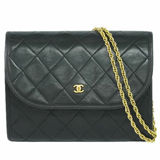 シャネル(CHANEL)の本物 シャネル CHANEL ココマーク マトラッセ チェーン ミニ ショルダーバッグ レザー ブラック Matelasse バッグ 中古(ショルダーバッグ)