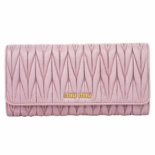 ミュウミュウ(miumiu)の本物 ミュウミュウ MIU MIU マテラッセ 長財布 ロングウォレット レザー ピンクパープル 5M1109 Matelasse 財布 ウォレット 中古(財布)