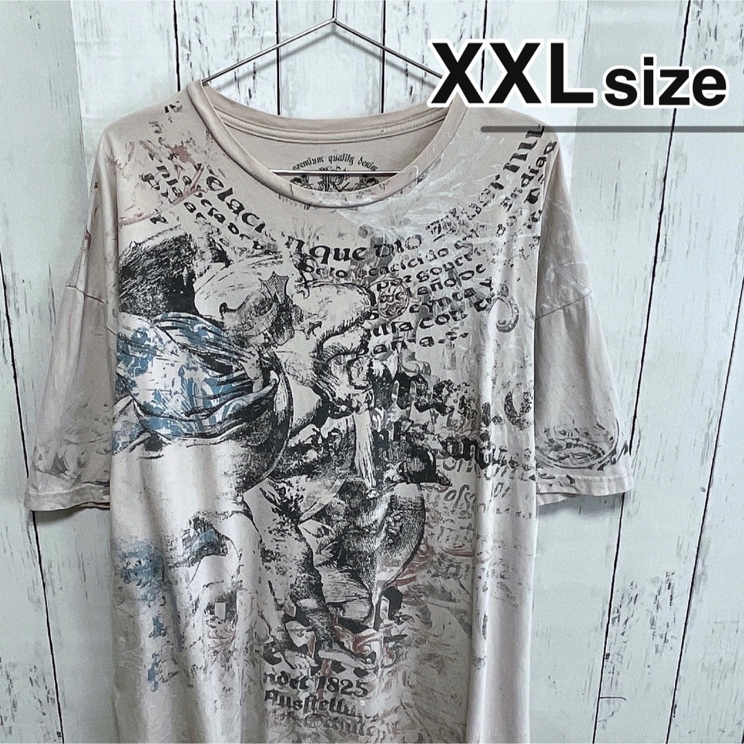 USA古着　Tシャツ　XXL　フルプリント　ロック　パンク　ロゴ　クルーネック メンズのトップス(Tシャツ/カットソー(半袖/袖なし))の商品写真