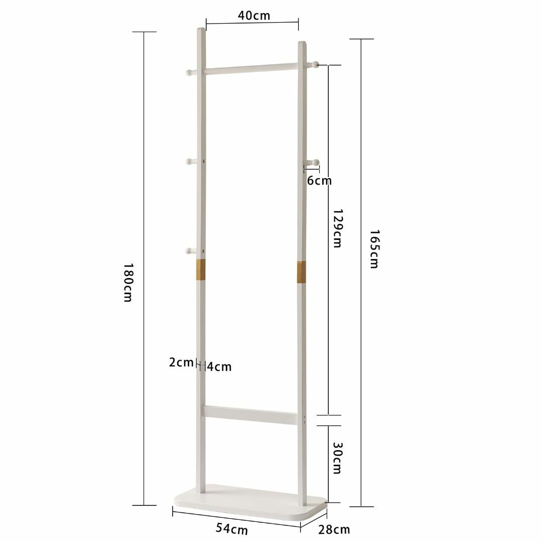 【色: 白い】Aibiju ポールハンガー 洋服ラック 木製 大容量 高さ180 インテリア/住まい/日用品の収納家具(その他)の商品写真