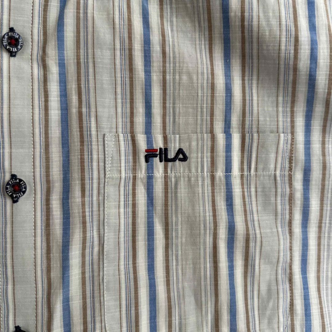 FILA(フィラ)の【美品】　フィラ　FILA ボタンダウンシャツ　ストライプ　半袖　ゴルフ メンズのトップス(シャツ)の商品写真