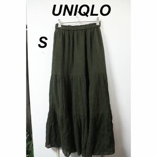 ユニクロ(UNIQLO)のプロフ必読UNIQLOモスグリーンロングスカート/良品かわいいS(ロングスカート)