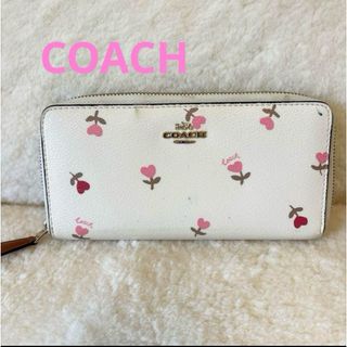 コーチ(COACH)の⭐️ COACH コーチ 本革 レザー ハートフラワー ラウンドジップ 長財布(財布)