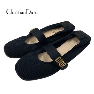 クリスチャンディオール(Christian Dior)のクリスチャンディオール CHRISTIAN DIOR BABY-D フラットシューズ スリッポン 靴 シューズ ファブリック ブラック 黒 ゴールド ロゴ(バレエシューズ)