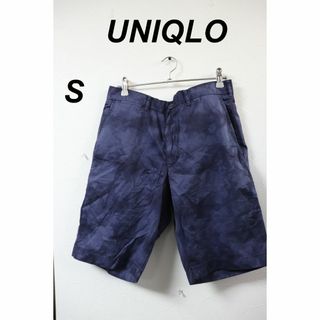 ユニクロ(UNIQLO)のプロフ必読UNIQLOネイビー総柄ハーフパンツ/カッコいい良品S(ショートパンツ)