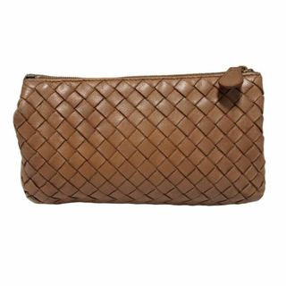 ボッテガヴェネタ(Bottega Veneta)のボッテガヴェネタ イントレチャート ポーチ レザー 編み込みレザー ブラウン(ポーチ)