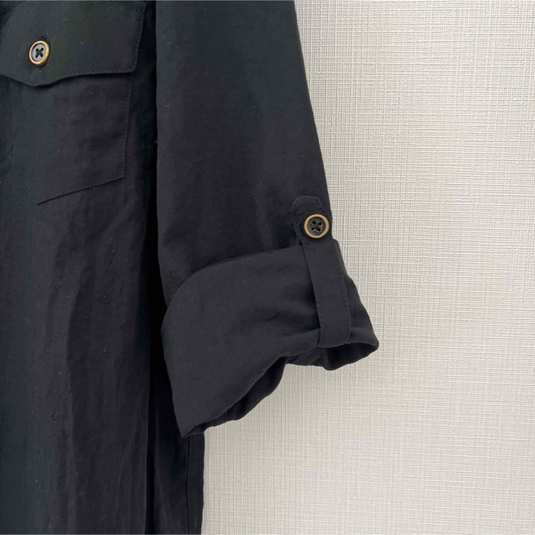 Double focusダブルフォーカス　シャツ黒Mサイズシンプル レディースのトップス(シャツ/ブラウス(長袖/七分))の商品写真