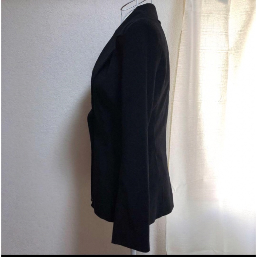 ストレッチ　ビックカラーテーラードジャケット　黒 レディースのジャケット/アウター(テーラードジャケット)の商品写真