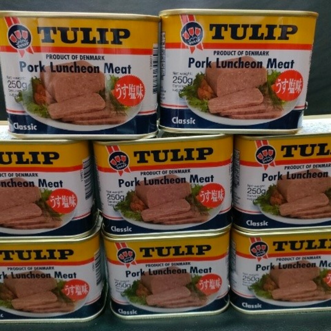 【チューリップ】★ポークランチョンミート★250ｇ×8缶★ TULIP Pork 食品/飲料/酒の加工食品(缶詰/瓶詰)の商品写真