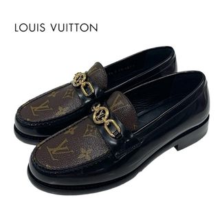 ルイヴィトン(LOUIS VUITTON)のルイヴィトン LOUIS VUITTON チェスライン モノグラム ローファー 革靴 靴 シューズ レザー ブラック ブラウン ゴールド LVサークル チェーン(ローファー/革靴)