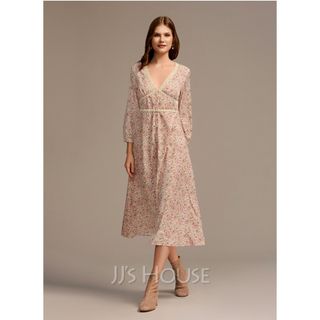 ザラ(ZARA)のZARA ザラ　花柄ワンピース　Aラインワンピース ロングワンピース　ピンク　Ｍ(ロングワンピース/マキシワンピース)