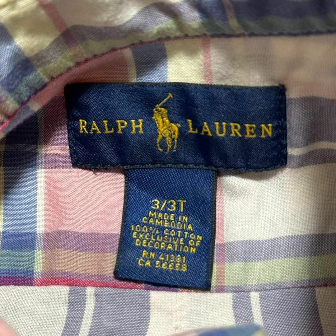 Ralph Lauren(ラルフローレン)の【美品】 RALPH LAUREN  長袖 ボタンダウンシャツ 子供服 3/3T キッズ/ベビー/マタニティのキッズ服男の子用(90cm~)(ブラウス)の商品写真