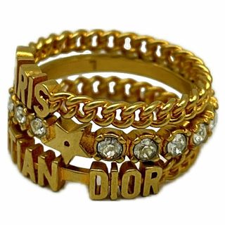 クリスチャンディオール(Christian Dior)のDior　ディオール　リング　セット　ラインストーン　ゴールド　3連　重ね付け　3連リング　指輪　レディース　女性　ビジュー　14号　金色　L(リング(指輪))