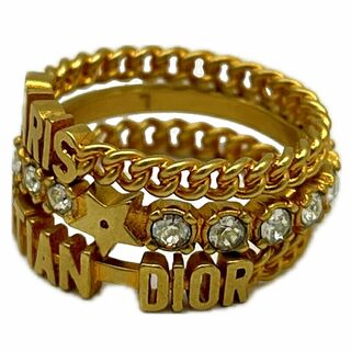 クリスチャンディオール(Christian Dior)のDior　ディオール　リング　セット　ラインストーン　ゴールド　3連　重ね付け　3連リング　指輪　レディース　女性　ビジュー　14号　金色　L(リング(指輪))