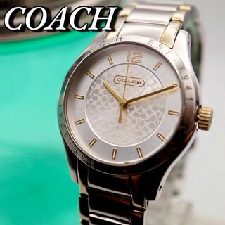 コーチ(COACH)の美品 COACH ミニシグネチャー ラウンド シルバー 腕時計 696(腕時計)