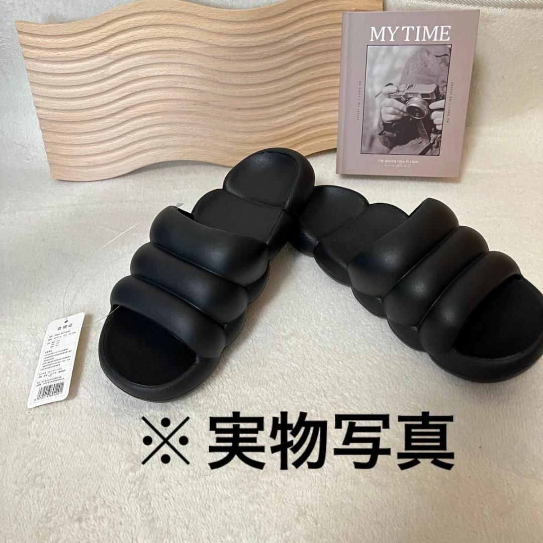 26cm  26.5cm 黒 サンダル 韓国 マシュマロ ビジネスシューズ メンズの靴/シューズ(サンダル)の商品写真