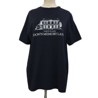 マウジー(moussy)のマウジー Tシャツ カットソー プルオーバー プリント ロゴ 半袖 F 紺 白(Tシャツ(半袖/袖なし))