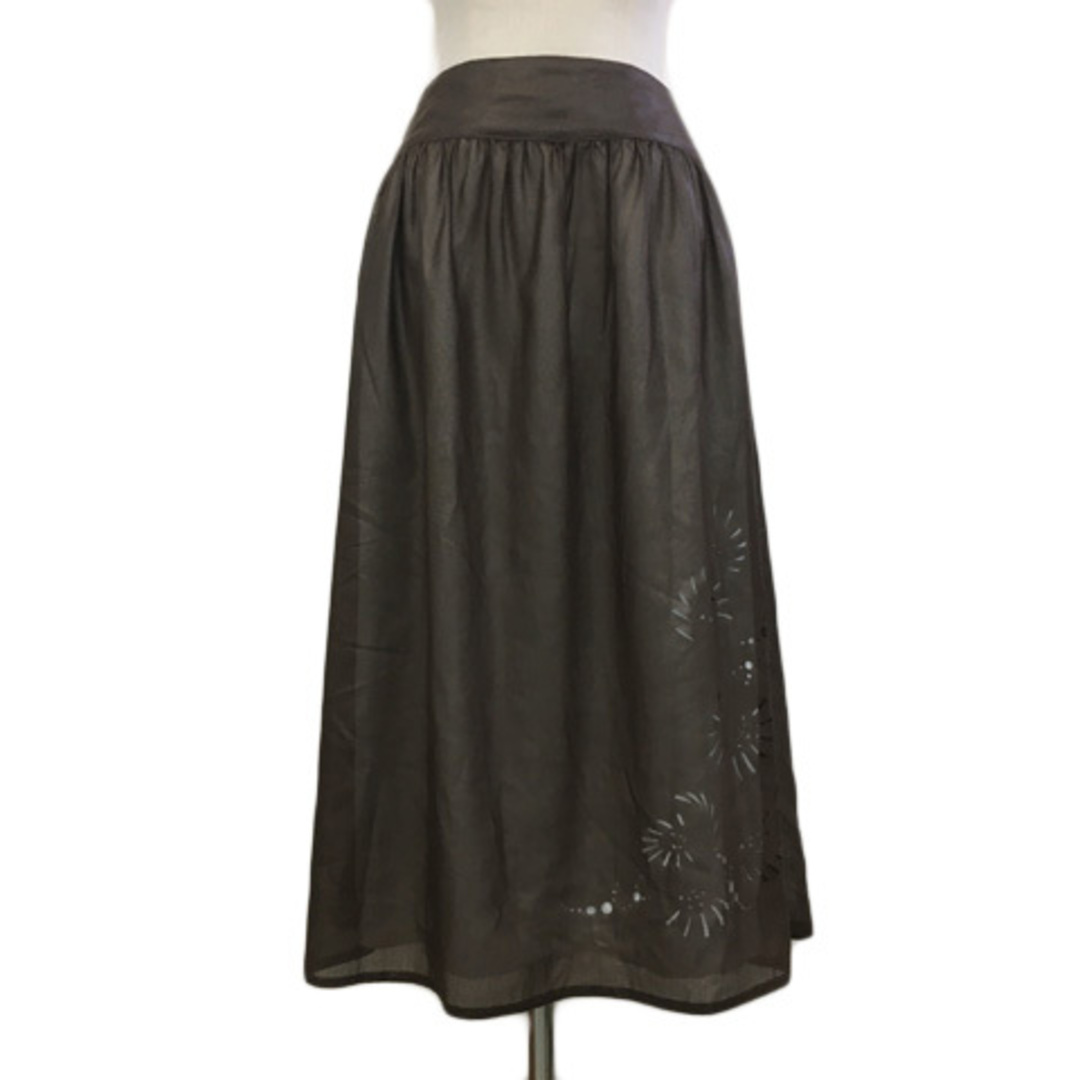 other(アザー)のジャンニロジュディチェ スカート フレア ギャザー ロング 42 茶 白 レディースのスカート(ロングスカート)の商品写真