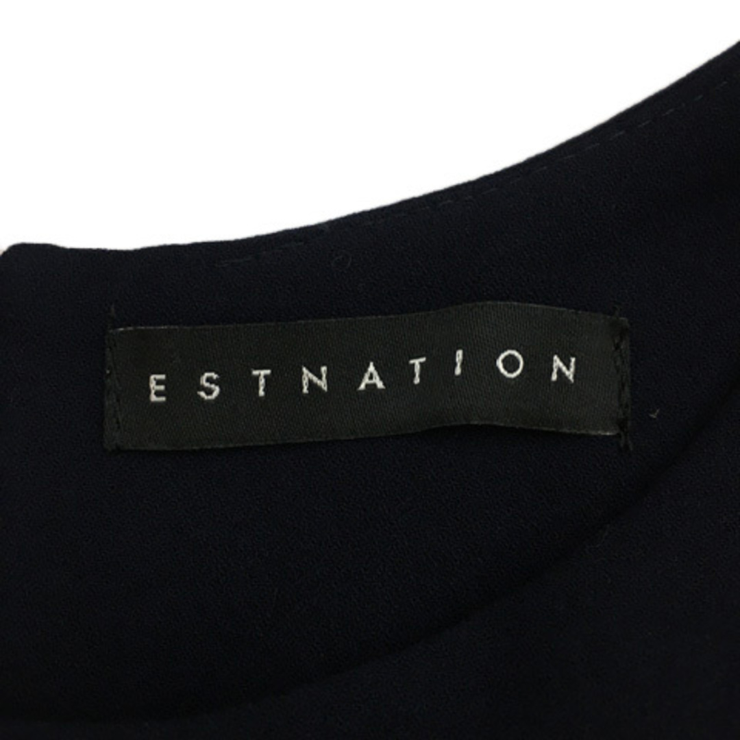 ESTNATION(エストネーション)のエストネーション カットソー ブラウス プルオーバー ノースリーブ 36 紺 レディースのトップス(カットソー(半袖/袖なし))の商品写真