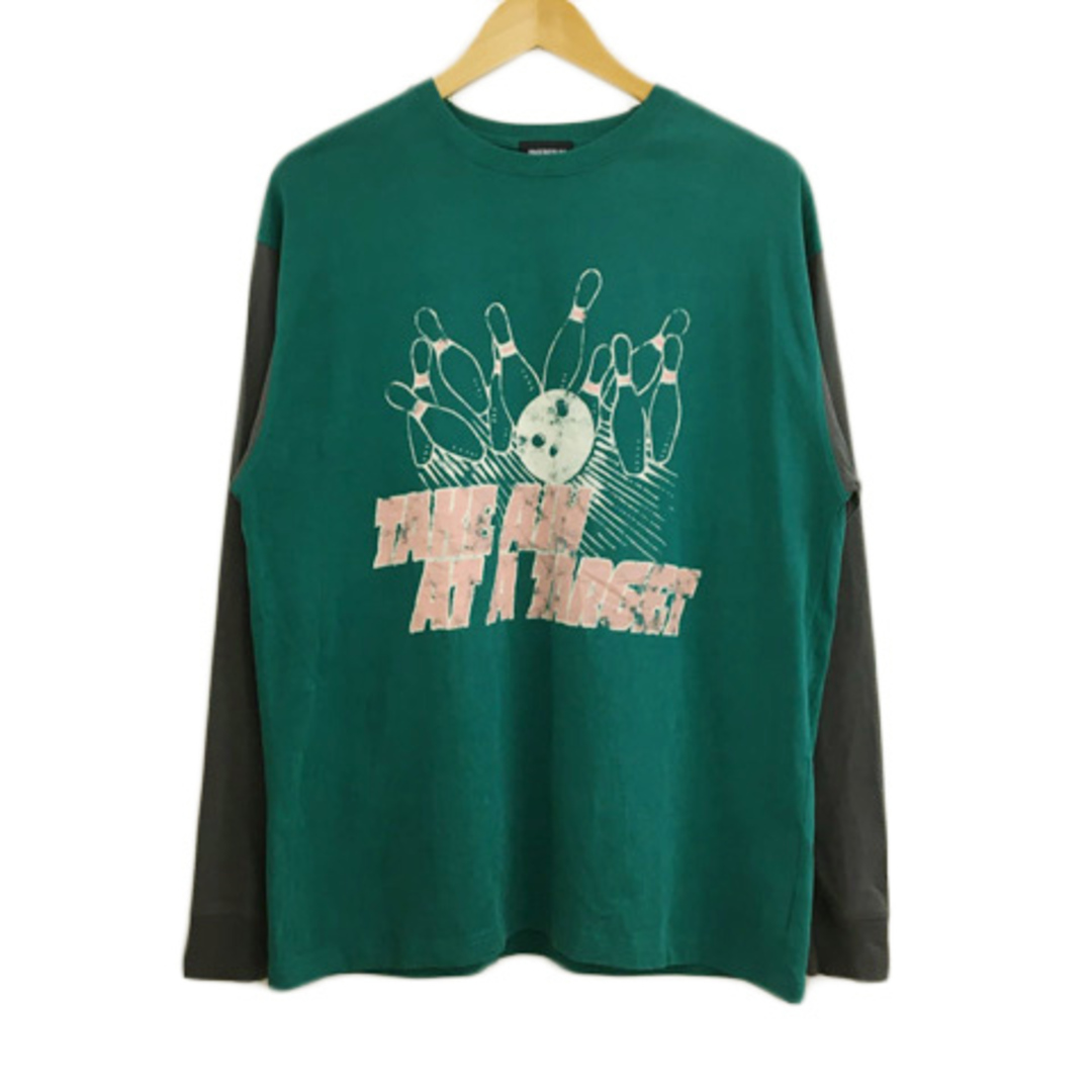 PAGEBOY(ページボーイ)のページボーイ LIM Tシャツ カットソー ロゴ 長袖 M 緑 グレー メンズのトップス(Tシャツ/カットソー(七分/長袖))の商品写真