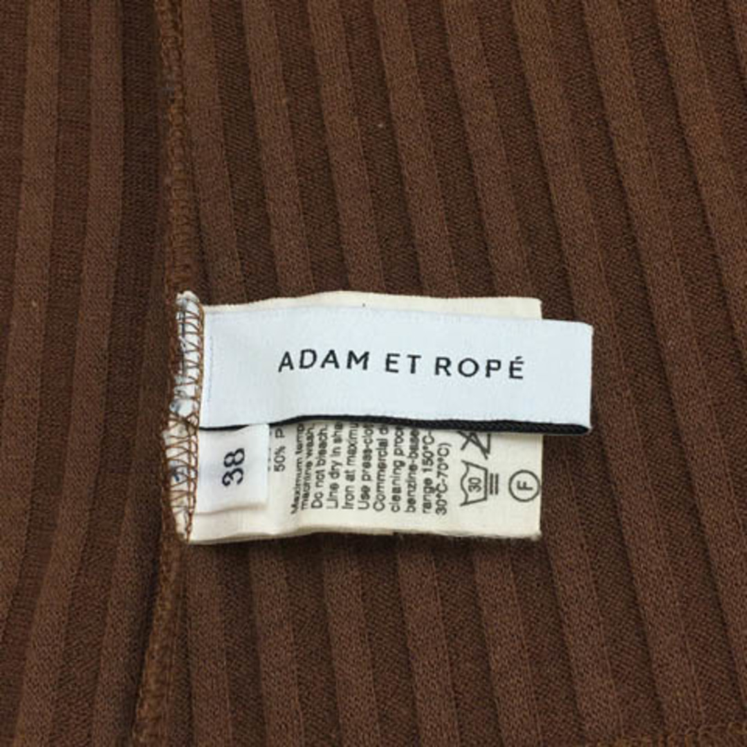 Adam et Rope'(アダムエロぺ)のアダムエロペ カットソー プルオーバー クルーネック リブ 半袖 38 茶 レディースのトップス(カットソー(半袖/袖なし))の商品写真