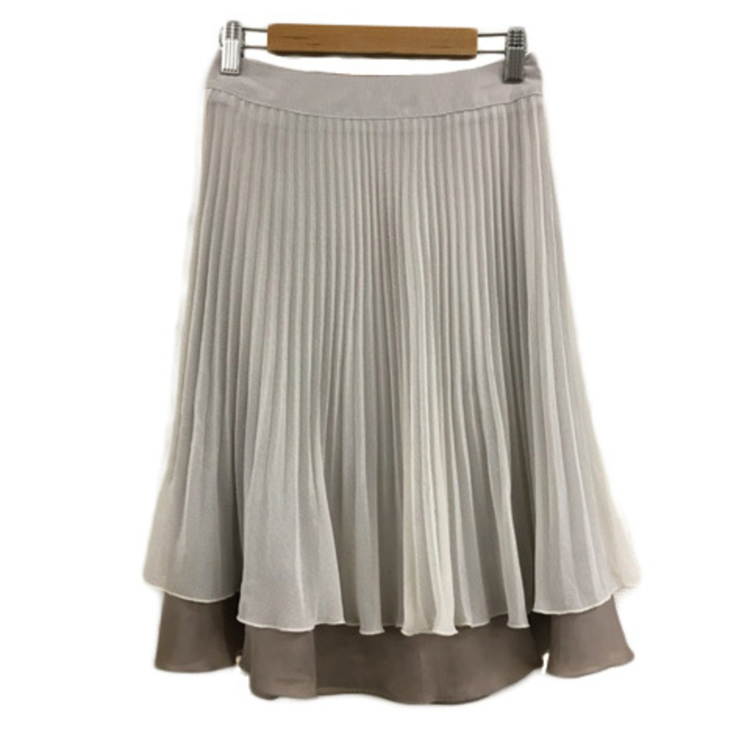 MK MICHEL KLEIN(エムケーミッシェルクラン)のエムケー ミッシェルクラン スカート プリーツ フレア 36 ベージュ 茶 レディースのスカート(ひざ丈スカート)の商品写真