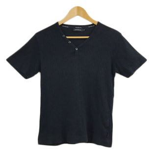 カルバンクラインジーンズ Tシャツ カットソー リブ 無地 半袖 M 黒(Tシャツ/カットソー(半袖/袖なし))