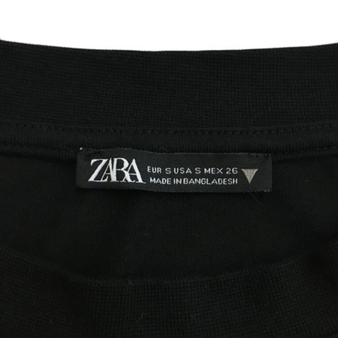 ZARA(ザラ)のザラ Tシャツ カットソー プルオーバー 無地 半袖 USA S 黒 レディースのトップス(Tシャツ(半袖/袖なし))の商品写真