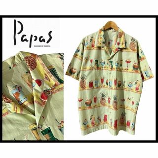 PAPAS パパス カフェ バー カクテル カウンター アロハ シャツ L(シャツ)