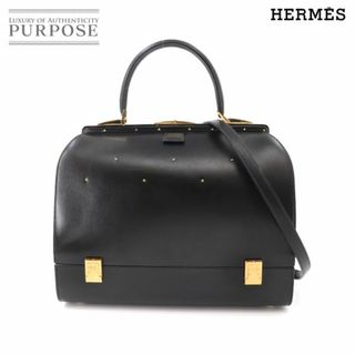 エルメス(Hermes)の未使用 展示品 エルメス HERMES スティール 2way ハンド ショルダー バッグ ボックスカーフ ブラック ゴールド 金具 VLP 90145525(ハンドバッグ)