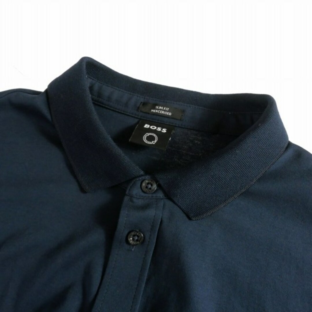 HUGO BOSS(ヒューゴボス)のヒューゴボス HUGO BOSS スリムフィットシャツ 半袖 L ネイビー メンズのトップス(シャツ)の商品写真